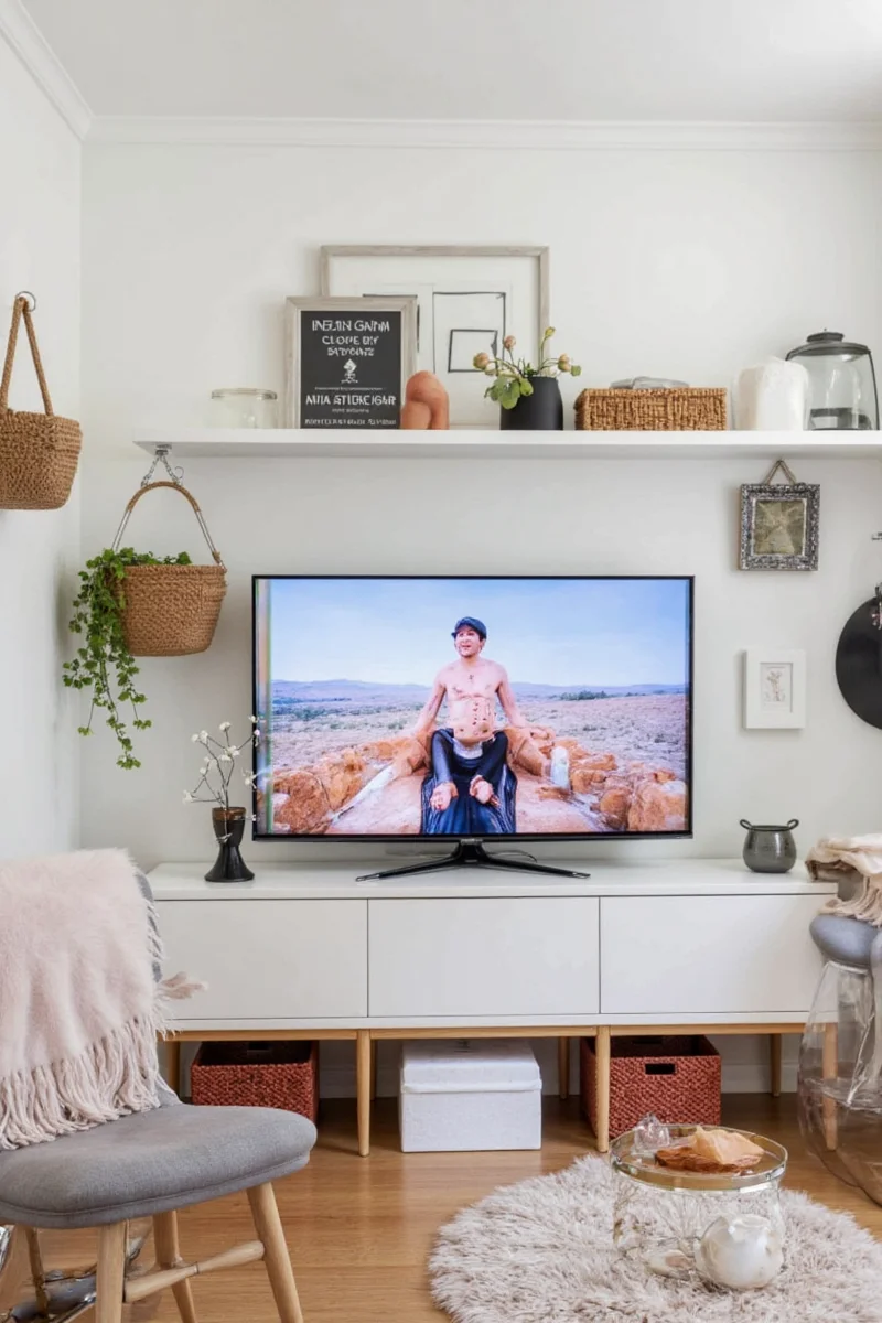 Minimalist coffee table with a few styled items