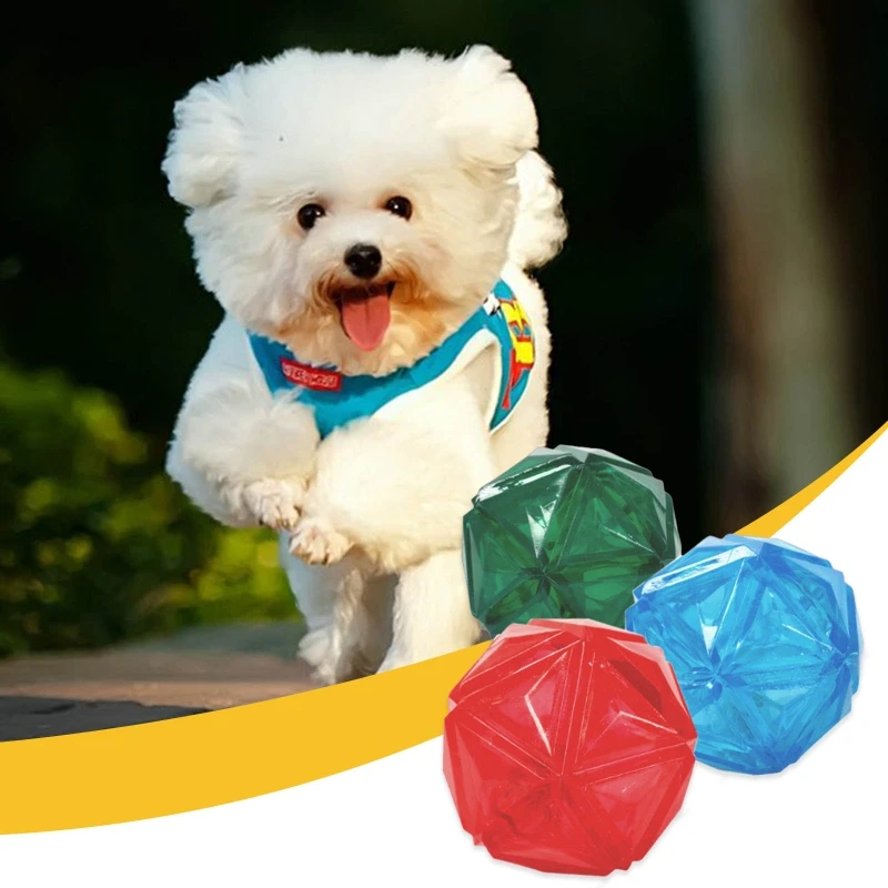 

Pet Toy Ball Sounds Gnawing Molars Interactive Elastic Tricolor TPR Light Dog Ball, Red/green/blue