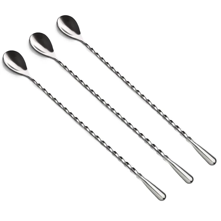 

12 Inches Stainless Steel Mixing Spoon, Spiral Pattern Bar Cocktail Shaker Spoon, Silver