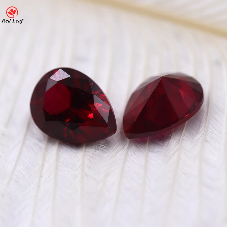 

Gemstone Synthetic Rough Corundum Gems Pear shape D-red 8# Ruby Stone Price