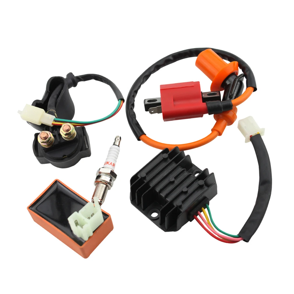 

GOOFIT Voltage Regulator Rectifier Solenoid Relay AC Racing Ignition Coil 6 Pin CDI Replacement for CG 60cc -150cc ATV Quad