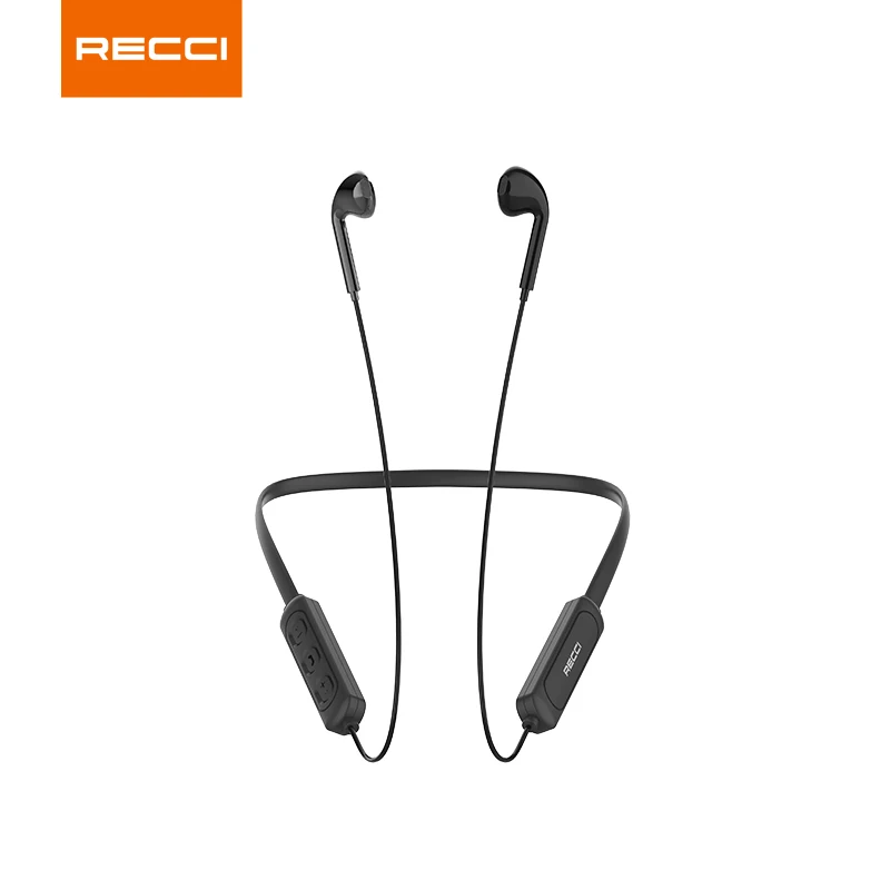 

Recci rep-w09 hot seller sport handsfree wireless earphones neckband headphone headsets, Black