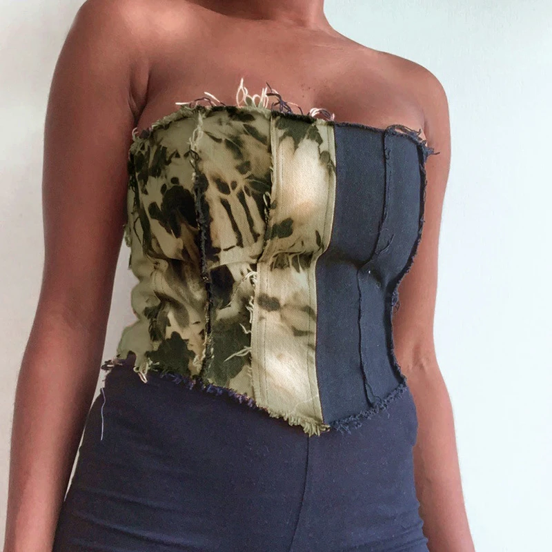 

FS1683D Ladies sexy crop top Fashion contrast color vest