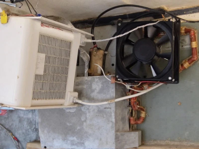 Homemade AC setup showing fan attached to cooler