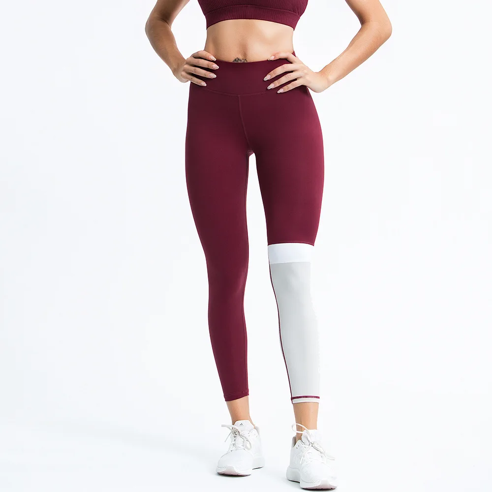 

Hot selling Wholesale Color Contrast Women Yoga Gym Compression Peach Butt Sexy Fitness Leggings, Customized colors