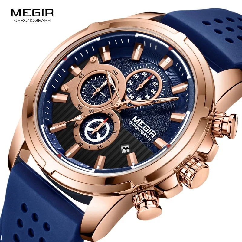 

MEGIR 2101G Silicone Strap Chronograph Wristwatch Man Relogios Masculinos Top Brand Luxury watch