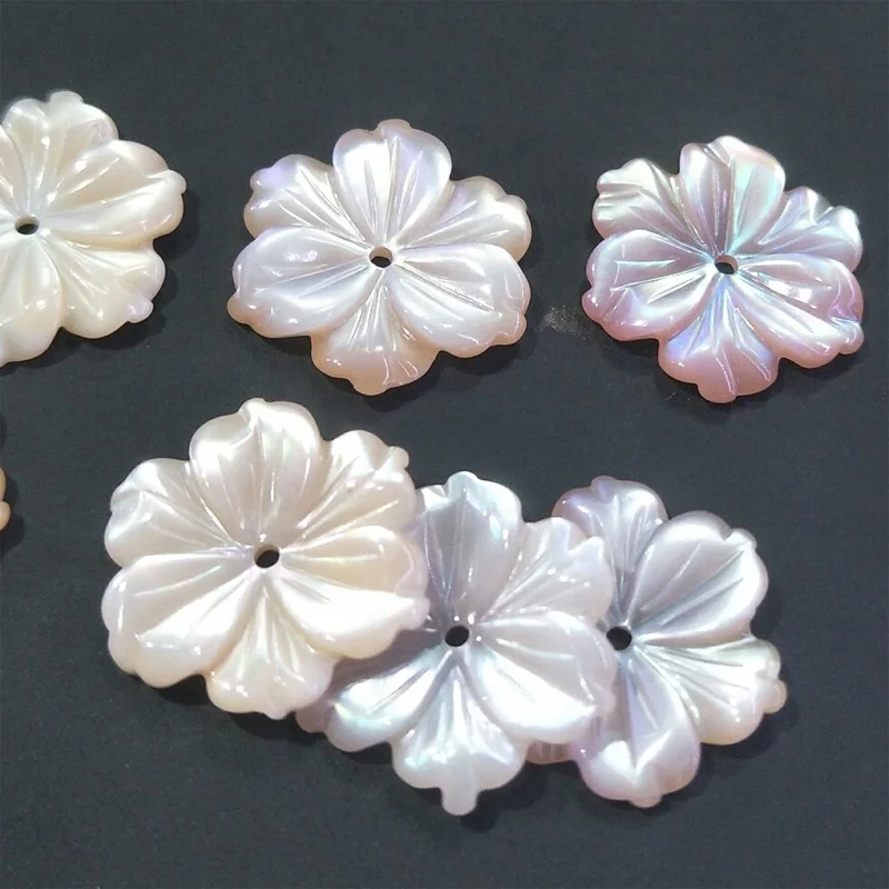 

Wholesale custom luxury mother of pearl shell flower fashion women jewelry making accessories, White,