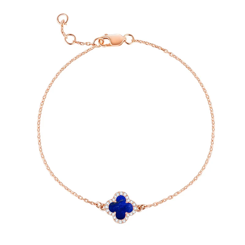 

14K 18K Gold Four-leaf clover bracelet womens Custom bracelet Mosangite bracelet necklace