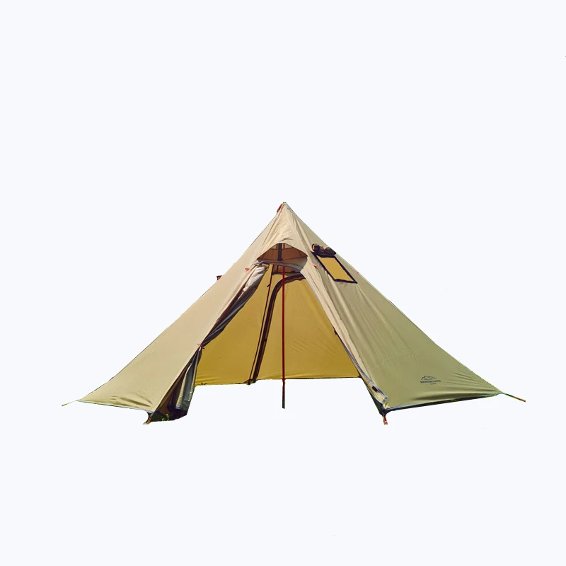 

Hot Selling Waterproof Stove Pyramid Ultralight Aluminium Rod Tipi Tent Teepee With Stovejack Winter Shelter, Dark green, white, earth brown