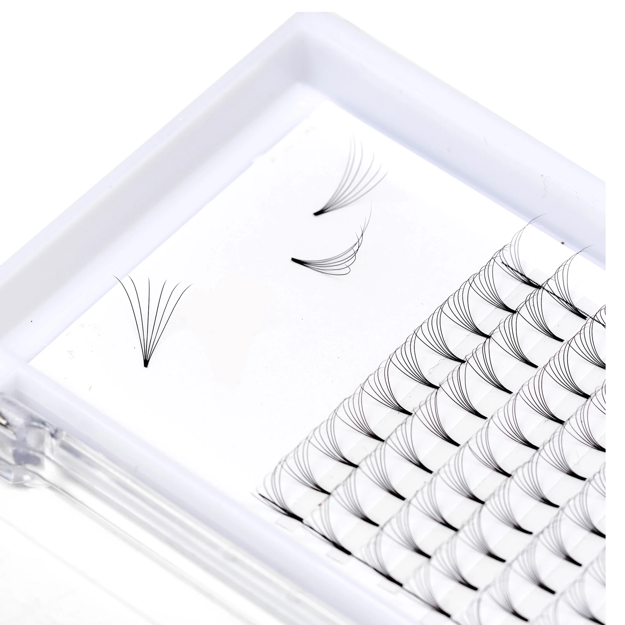 

long and short stem 0.03 0.05 0.07 0.1 premade volume extensions fans, Black