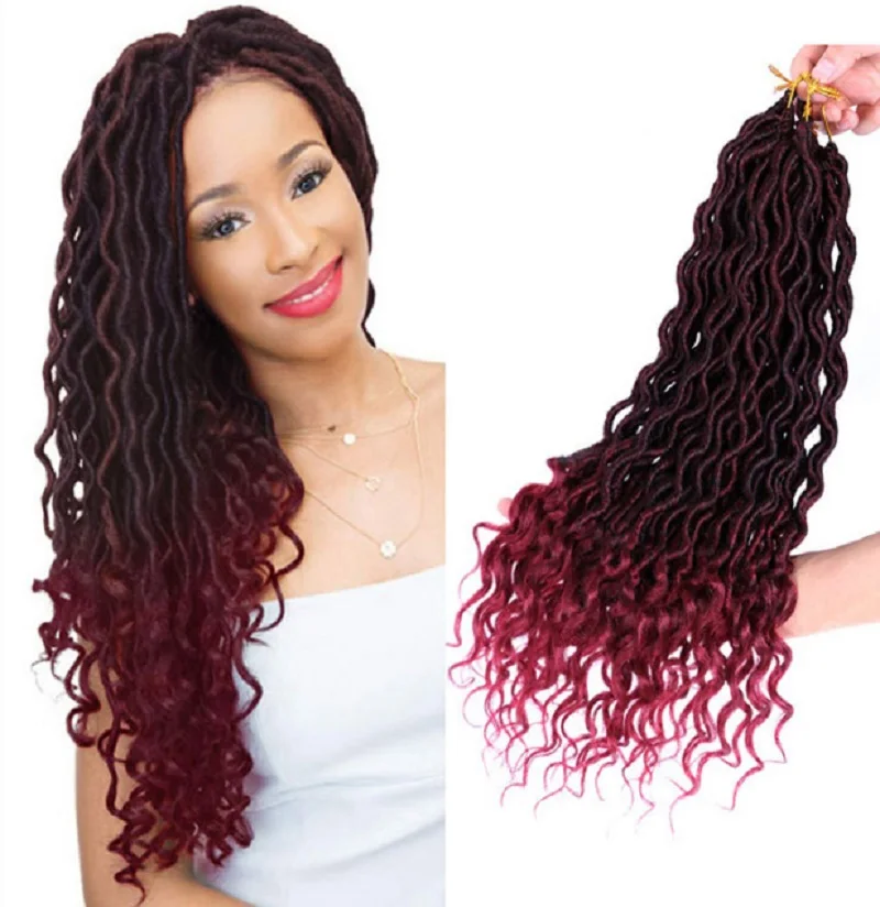 

LW-63QT Faux Locs Goddess Crochet Hair 18 Inch Goddess Locs Crochet Hair Locs Synthetic Braids, Color list attached