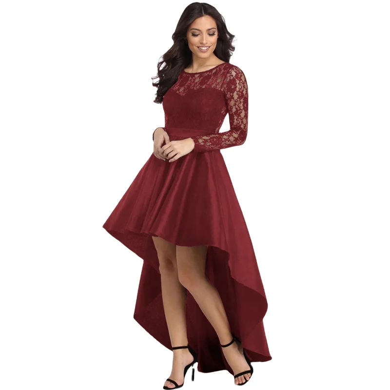 

Newest Long Sleeve Lace High Low Fashion Dress