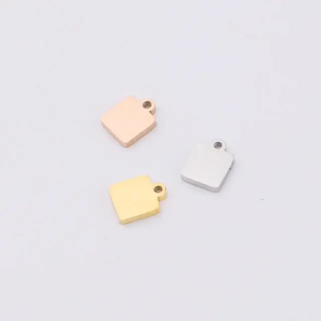 

Stainless steel small square DIY bracelet necklace jewelry accessories pendant 6mm Diy Bracelet Charm