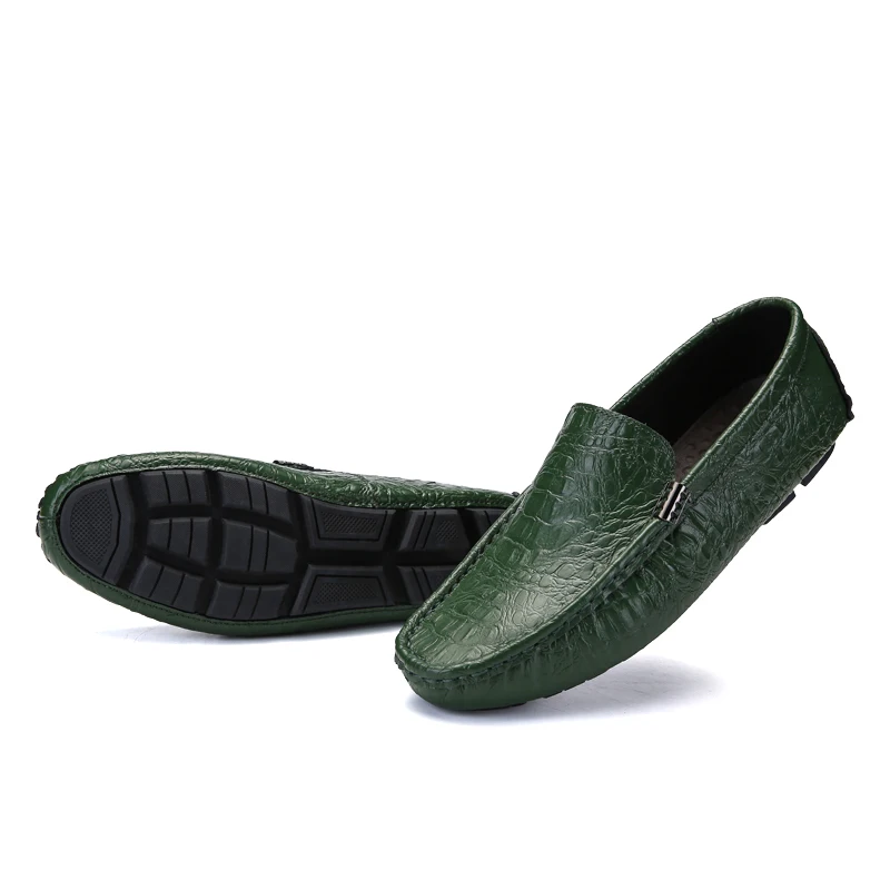

Men's Casual Shoes Luxury Brand 2020 Crocodile Leather Italian Loafers Men Moccasins Slip on Boat Shoes Plus Size 38-47
