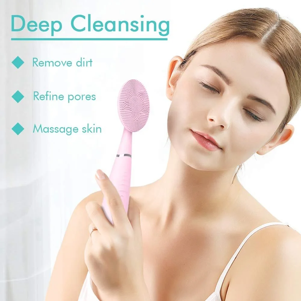 

Amazon High Frequency IPX6 Waterproof USB Charge Sonic Japanese Facial Cleansing Brush For Face