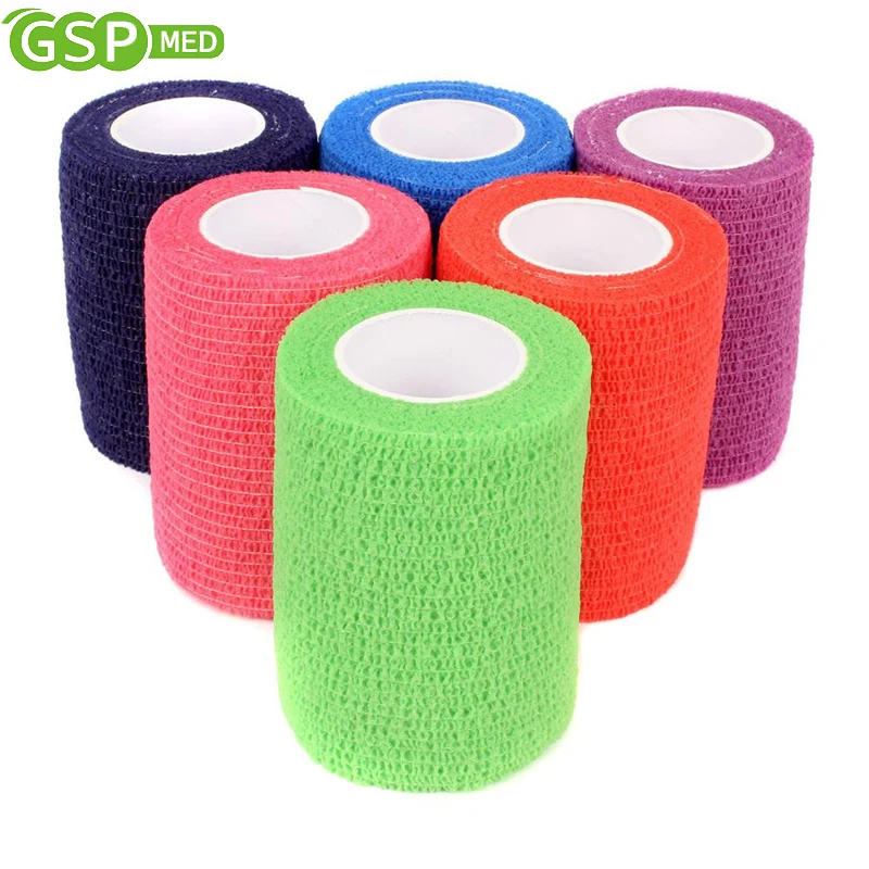 
7.5cm*4.5m Easy Tear tubular colorful breathable dog cohesive wrap bandage 