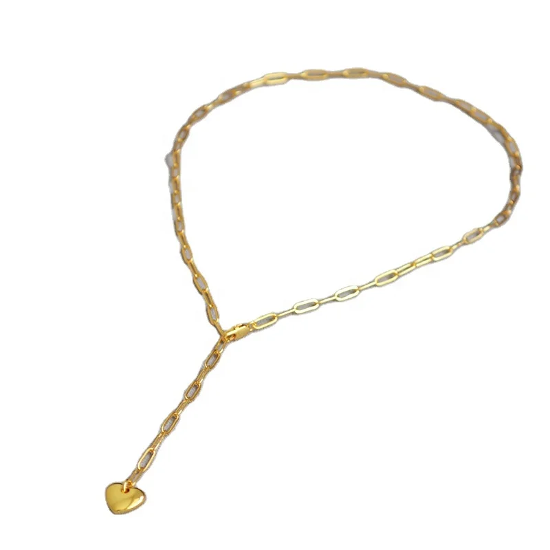 

Gold plated silver simple design U shape bead pendant necklaces