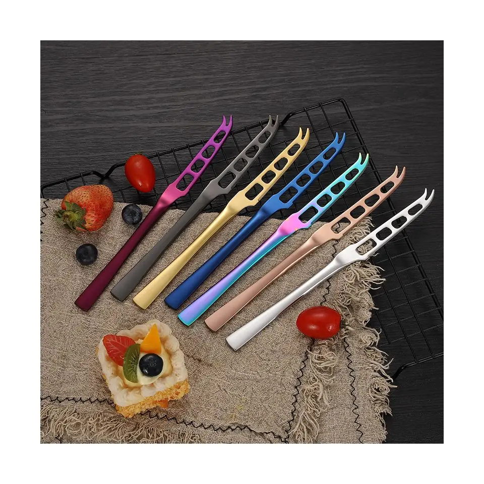 

Food Grade Kitchen Gadgets Stainless Steel High Hardness Cheese Butter Knife Pizza Cutter Slicer Spatula Cheese Tools, Silver/gold/rose gold/black/blue/purple/rainbow