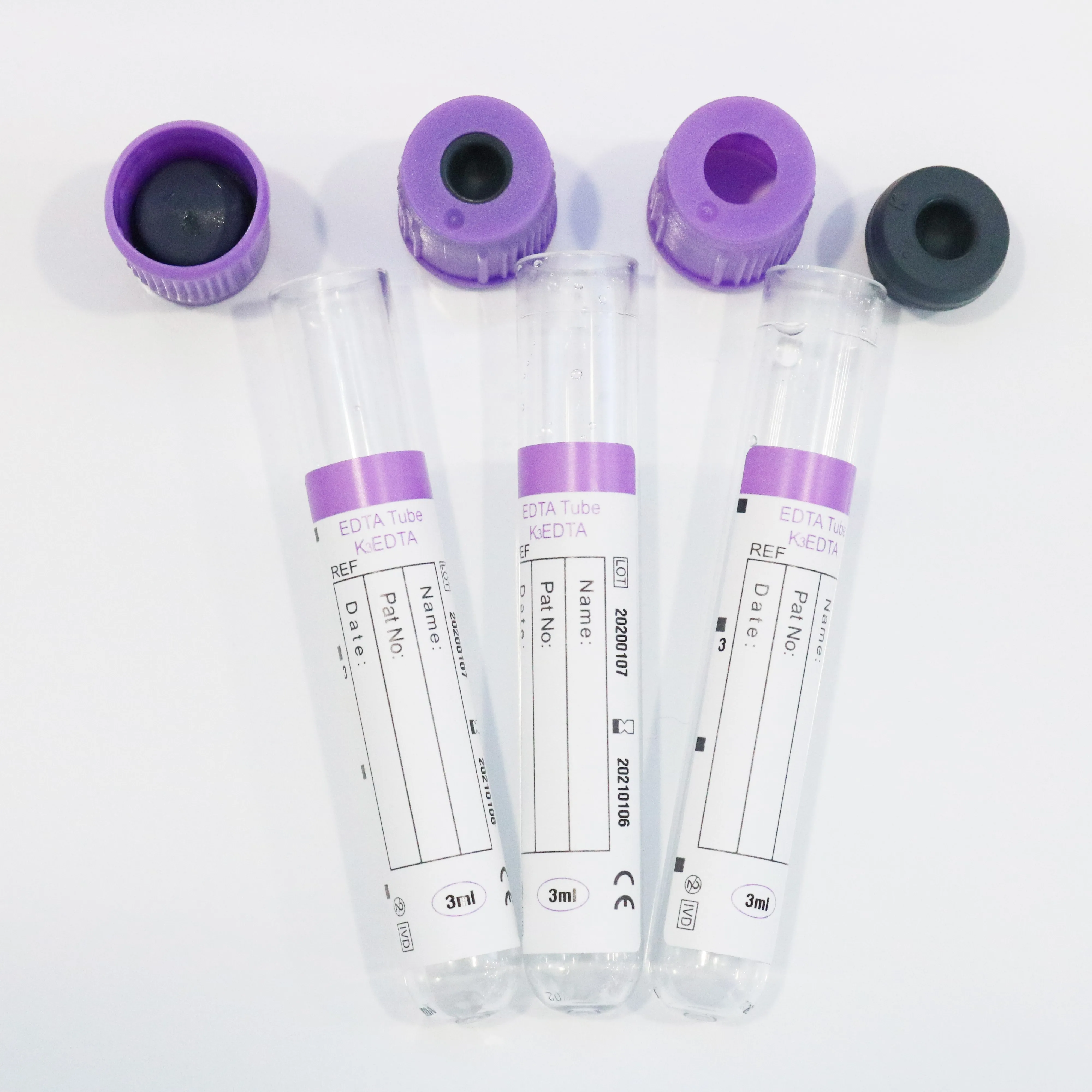 Edta Blood Tube Blood Collection And Test Edta Tube Ce And Iso Certificate Purple Top Pet And