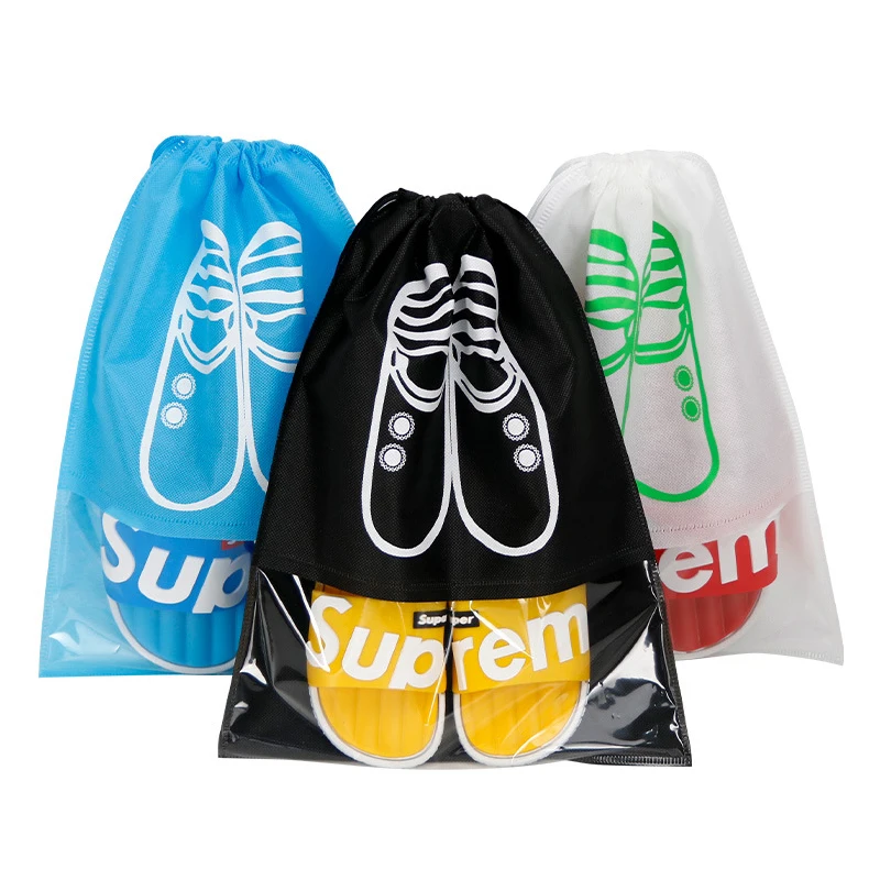 

Home Use Water Proof Dust Packaging Bag Non-Woven Patterns Storage Shoe Drawstring Bag Sac Non Tisse, 5 colors