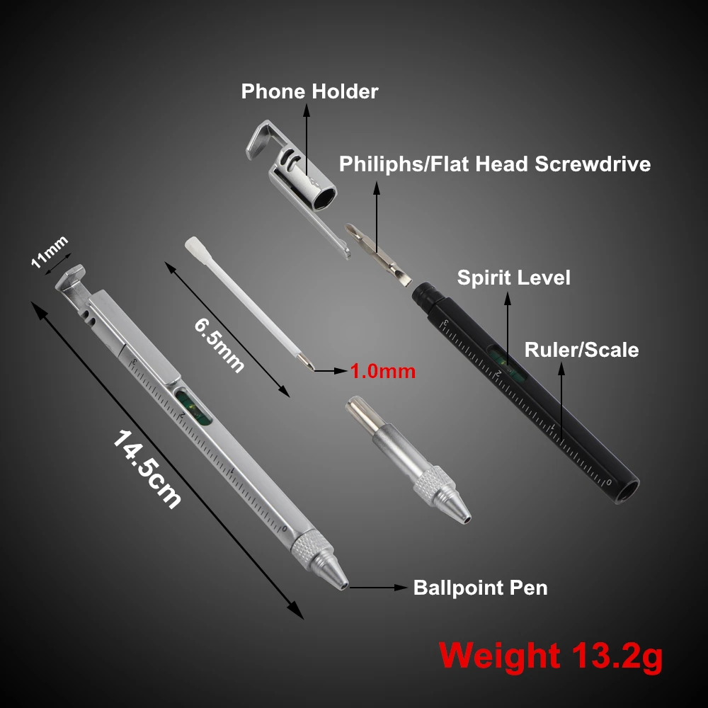 Bolígrafo multifunción 6 en 1, pluma multiusos con destornillador