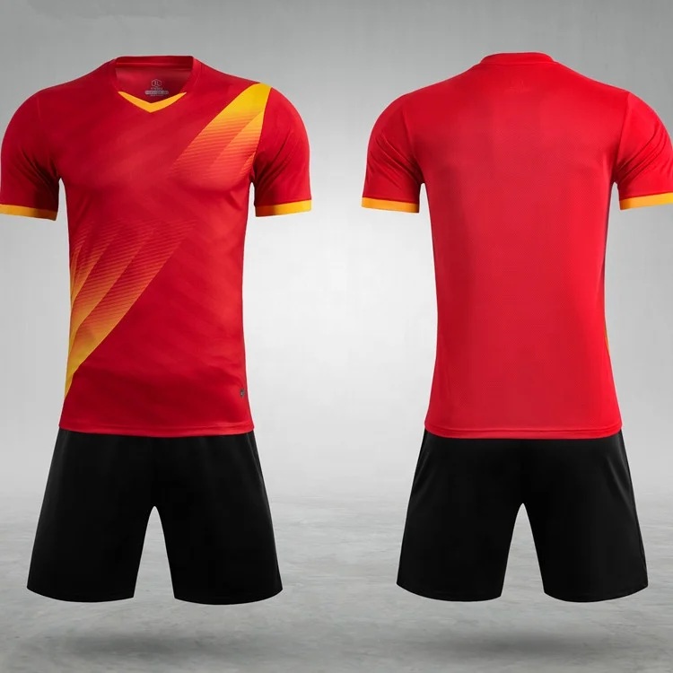 

2021 Hot Selling Wholesale Unisex Soccer Jersey Sets Red Blank Soccer Shirt Thai Quality, Any colors can be made