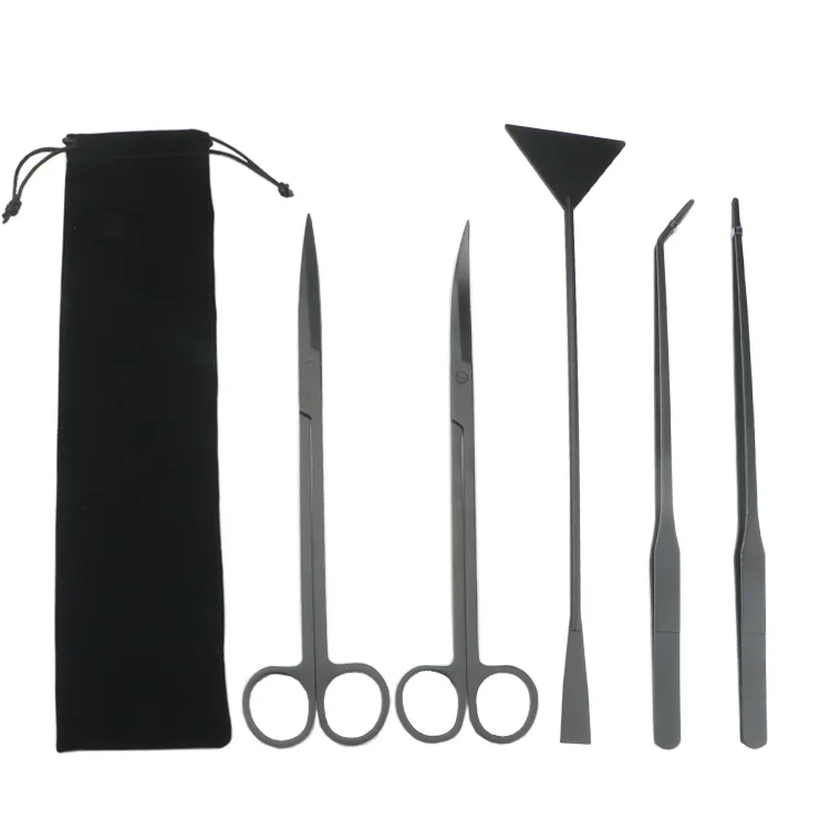 

Aquariums Clean Tools Set with Stainless Steel Aquarium Plant Tools for Stainless Curve Straight Scissors Tools, Black