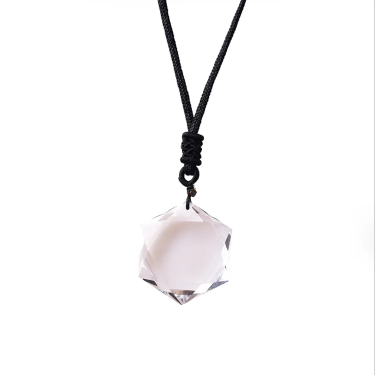 

Natural white quartz pendant necklace hexagonal pendant white crystal quartz jade hexagonal pendant jewelry necklace, Pink