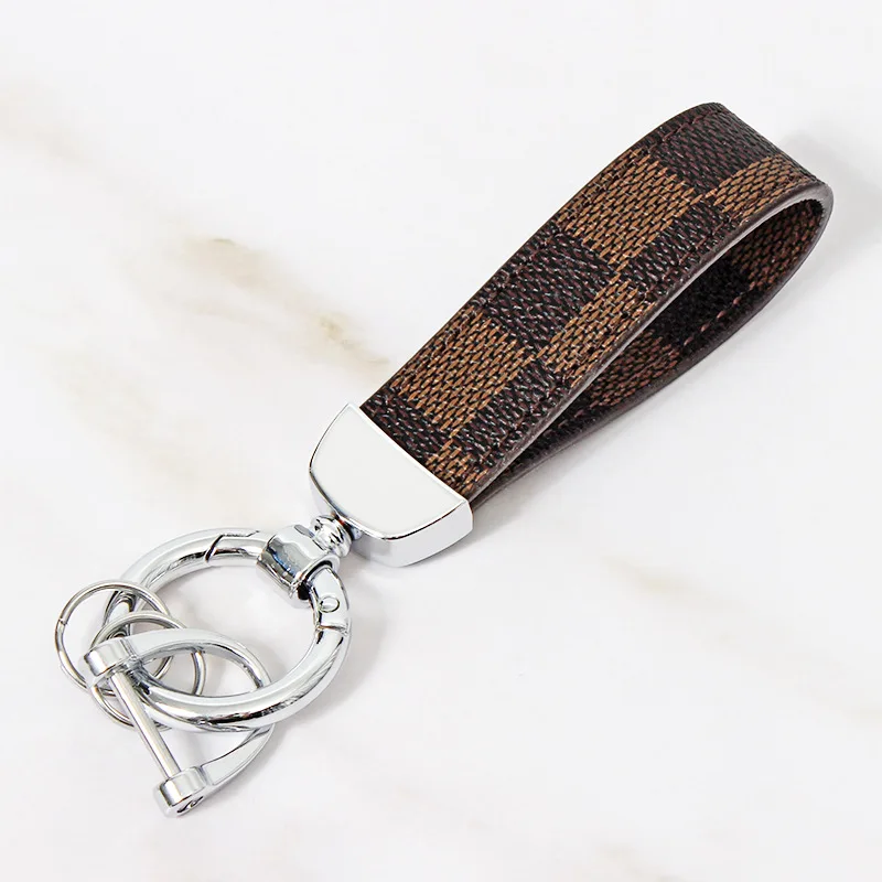 

New PU block creative key ring leather rope men and women key ring car key ring, Shown