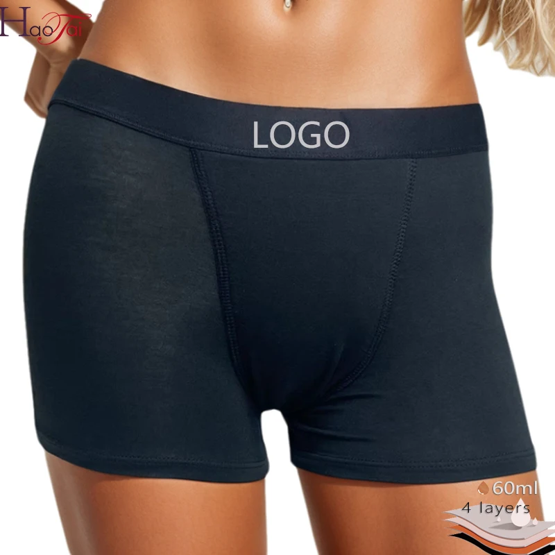 Overnight Period Shorts for Women Bamboo Viscose Absorbent Sleep Period Boyshorts Heavy Flow Menstrual Boxer Panties
