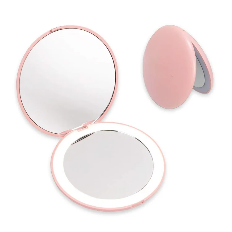 

Foldable Double Sided Magnifying Touch Switch Round Led Small Mirror