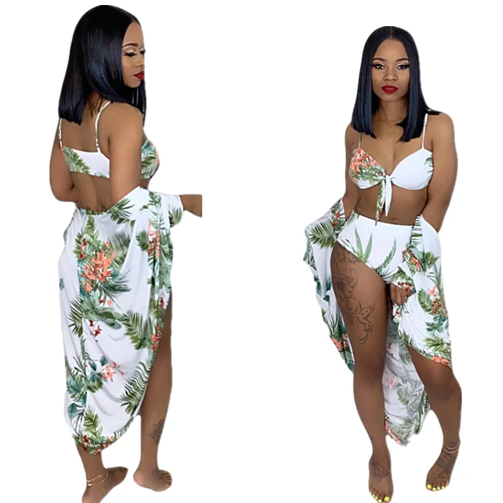 

Summer New Fashion Women Swimming Wear Sexy Chest Knotted 3 Piece Swimsuits, Shown