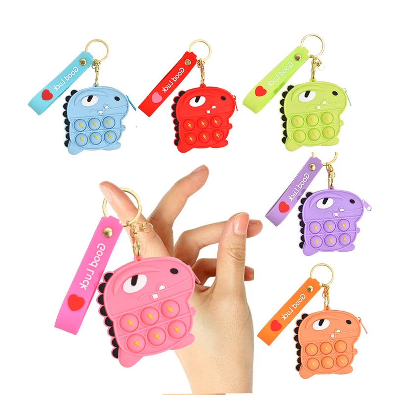 

Best Price Woman Kids Girl Wholesale Dinosaur Mini Coin Purse Stress Relief Popper Pop Push Bubble Sensory Fidget Toy Pack