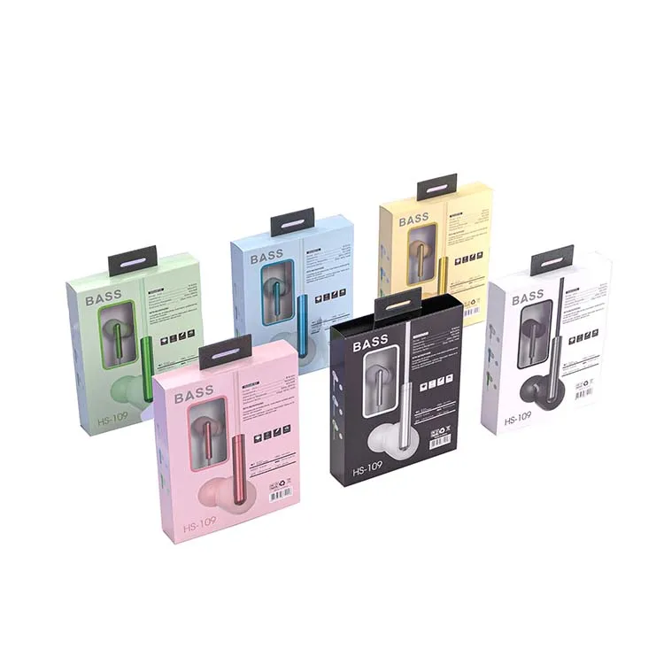 

In-ear headphone with microphone and canceling noise wired earphone, Black/pink/blue/yellow/green/white