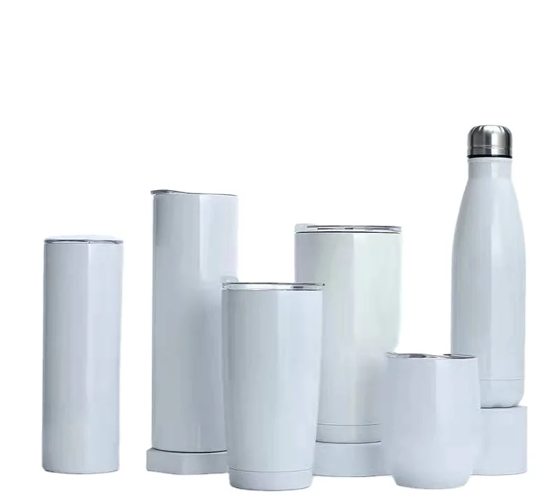 

Wholesale White DIY Blank Stainless steel 20/30oz skinny sublimation tumblers With white Box