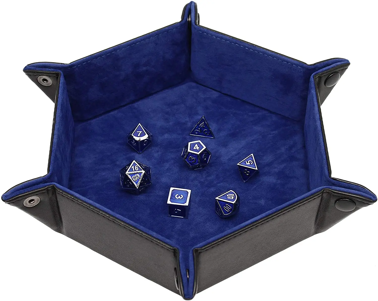 

Portable Folding Dice Rolling Tray Dice Game 6.5 Inch Quiets Rolling Metal Dice Strong Snaps, Black,blue,green