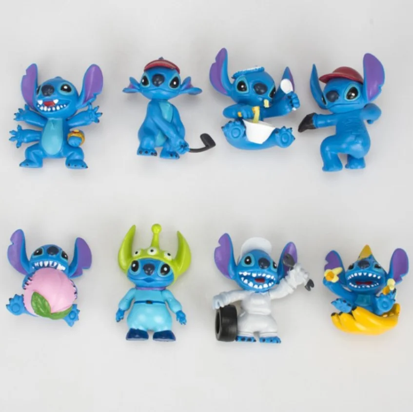 

Free Shipping 8pcs/set Mini Toys Figure Anime Stitch Action Figure Christmas Gifts Dolls Home Party Supply, Colorful