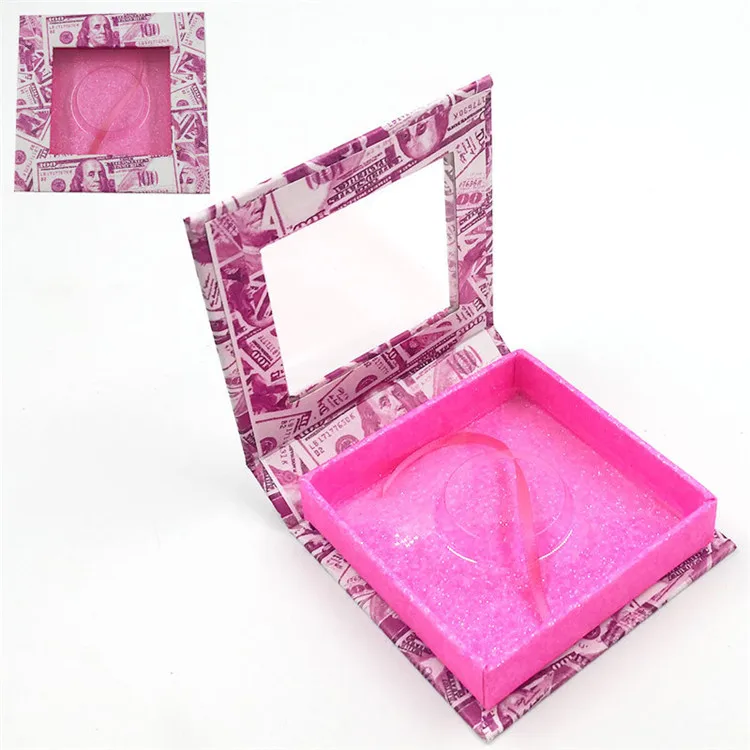 

Pink Dollars Eyelashes Box Wholesale Money Lash Box Custom Lashes Packaging Magnet Boxes, Like pic or customized