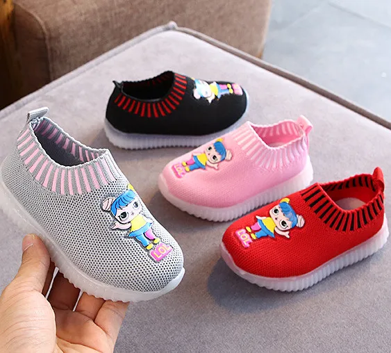 

Hot sale Light up shoes for baby boys Casual Designer Baby Shoes wholesale, Pink,black,red,gray.