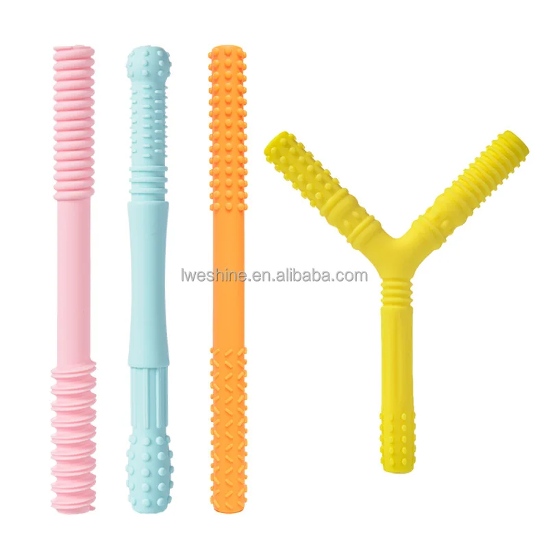 

New Trends Colorful 100% BPA Free Silicone Baby Feeding Teething Tubes For Kids Training Teether, Customized color