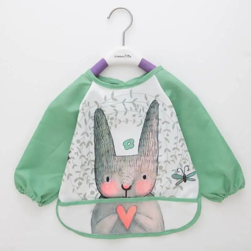 

Cute Baby Waterproof Bibs Long Sleeve Apron Cartoon Animals Children Feeding Smock Burp Clothes, Picture shown