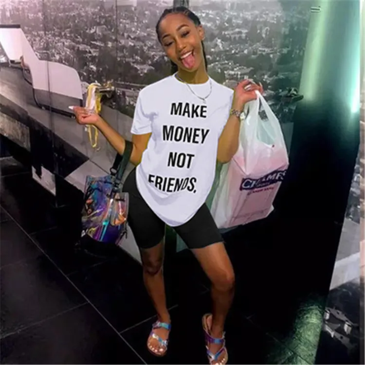 

New Summer Short Sleeve T-Shirt Letter Print Casual Women Loose Tops
