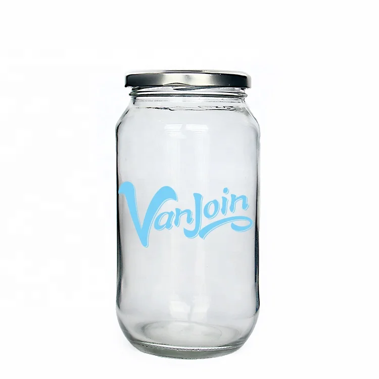 

500ml 1 L Round shape food industry marinara sauce glass jar for bbq pasta sauce ketchup canning food, Clear