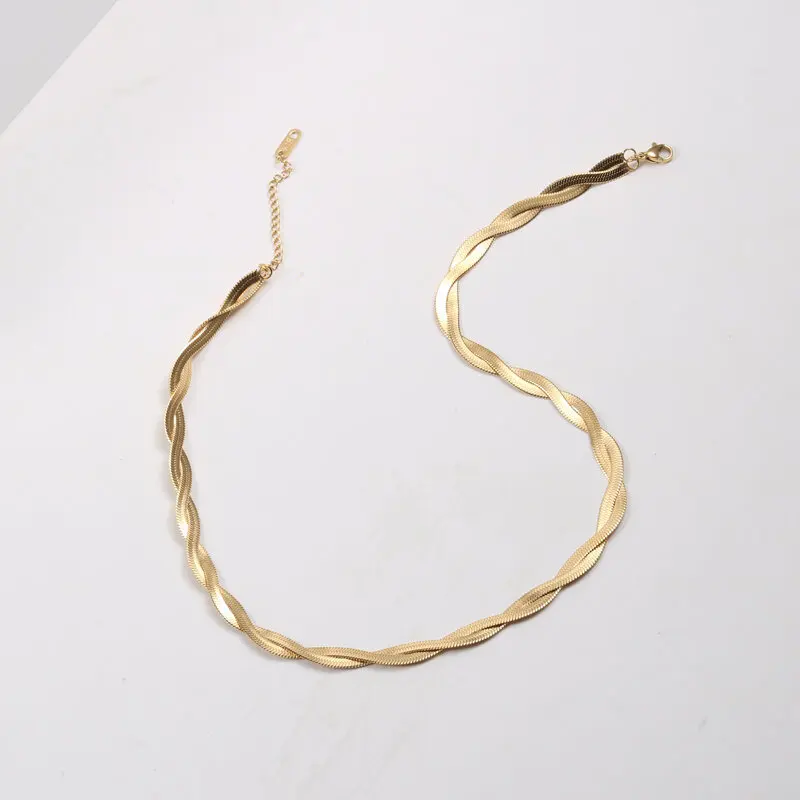 Joolim Jewelry 18K Gold Plated Snake Chain Knot Choker Necklace Dainty Necklace