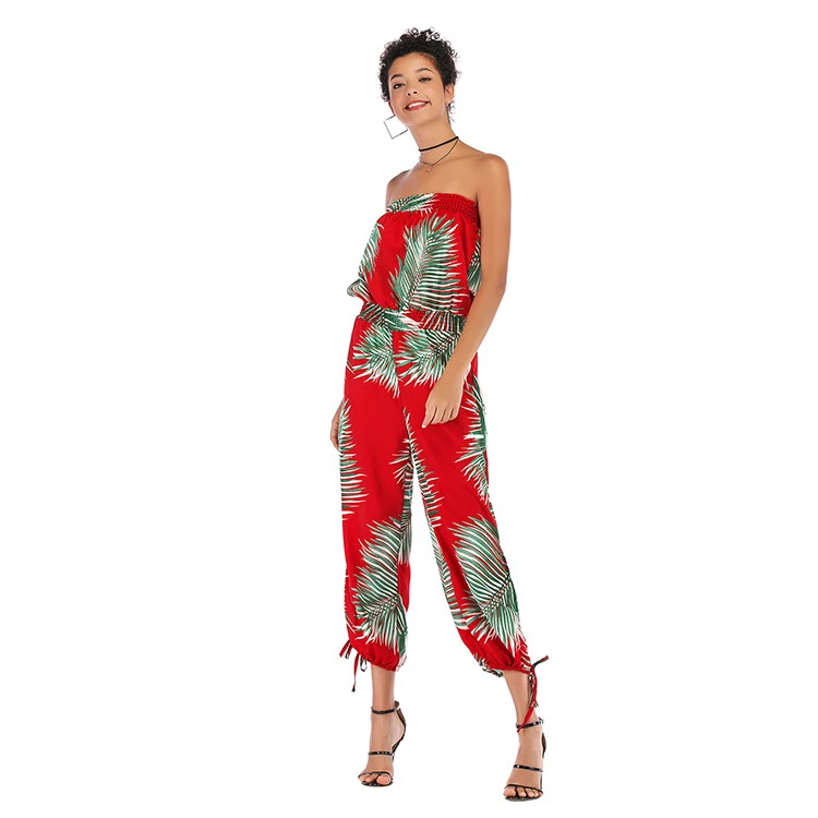

2020 Bandage Slim Body Women And Rompers Sexy Printed Romper Jumpsuit Long
