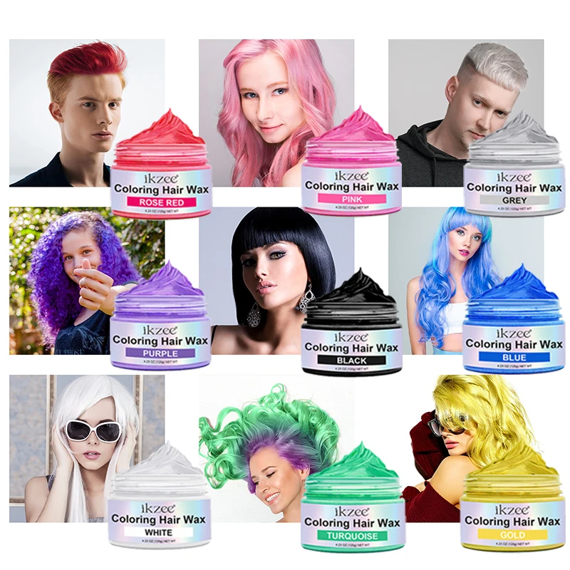 

Wholesale 9 Colors Natural Ingredients Washable Coloring Hair Wax Dye Styling Temporary Clay Hair Color Wax For Men And Women