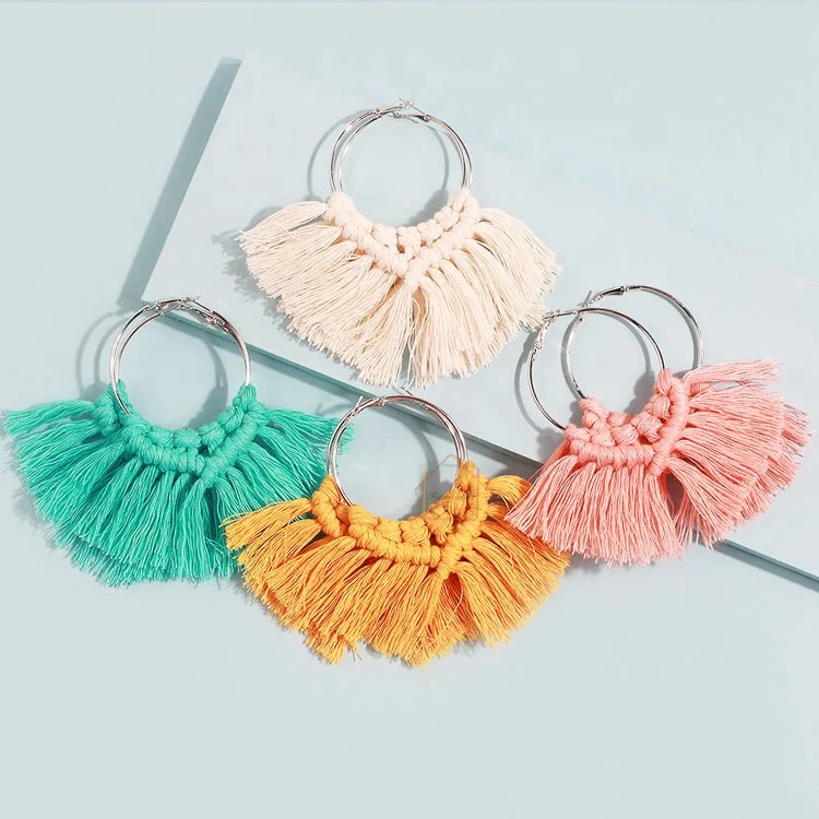 

macrame fringe earring boho summer beach earring macrame earring boho, Different colors