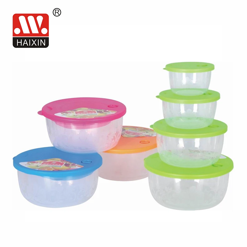 

Round Food Container 4Pcs 0.35L/0.67L/1.3L/2.2L reusable takeout containers easy open plastic food container