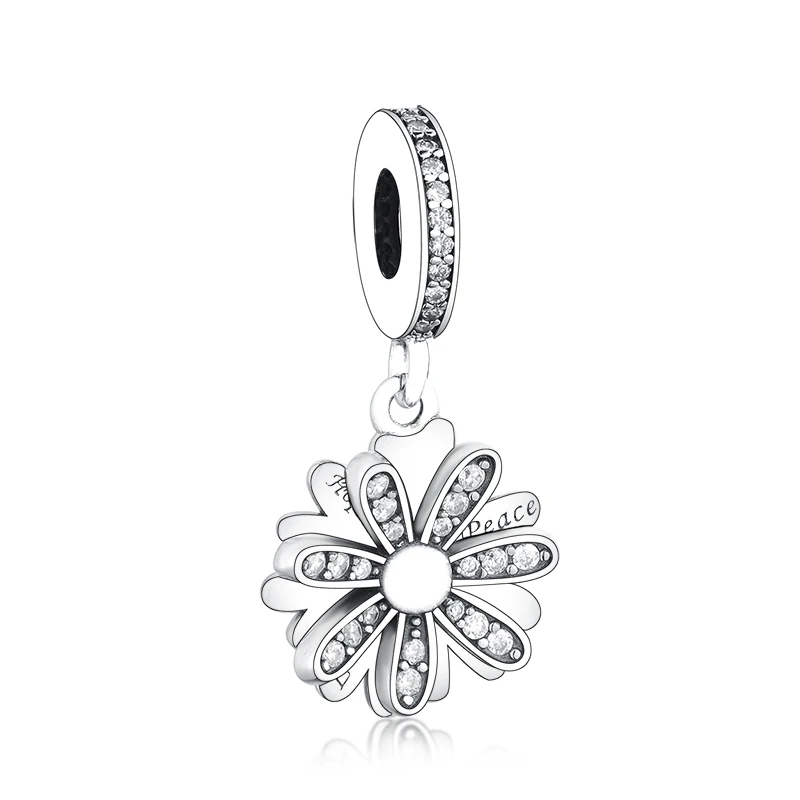 

Fashion Luxury 925 Sterling Silver Sparkling Daisy Flower Pendant Charms For Jewelry Making