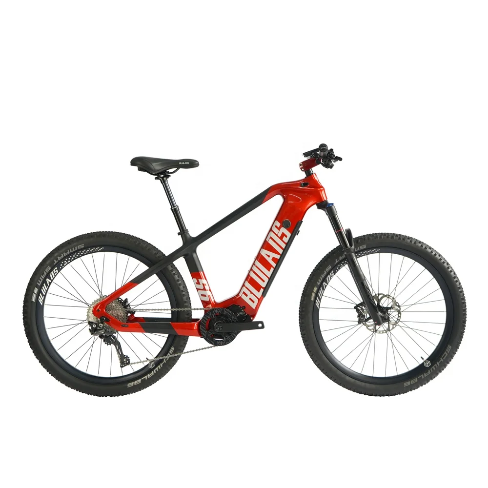 

Top Brand 36V 16Ah M600 Mid Drive Electric Bike Mountain 27.5 Inch Ebike Carbon Fiber Frame 36V 16Ah Battery, Matte black & lava red